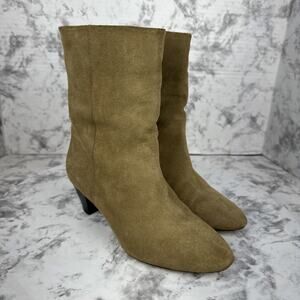 Isabel Marant Womans Dyna Ankle Boots Size 37/US 7 Sand Velvet Calfskin Suede